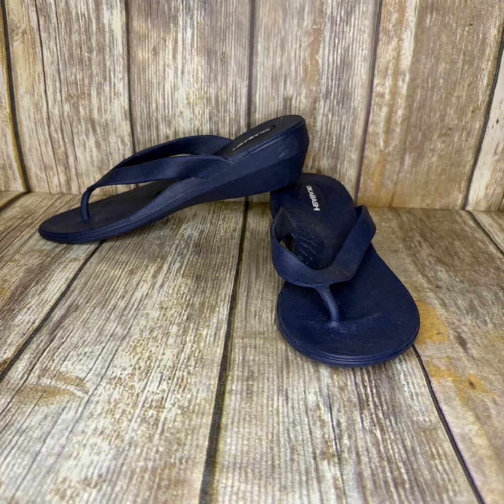 Okabashi‎ Made in USA Navy Blue Rubber Flip Flop Sandals Womens Sz S